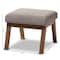 Baxton Studio Aberdeen Walnut Wood Finishing and Gravel Upholstered Ottoman 133-7145 - alternate 2